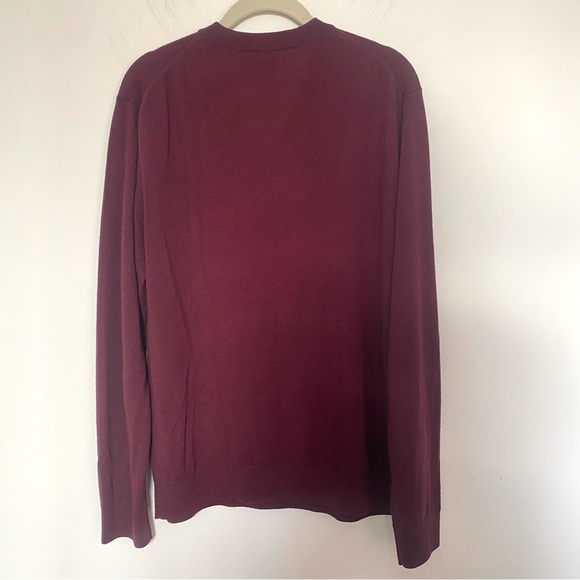 Paul Smith V Neck Merino Wool Sweater Sz XL Merlot - Picture 7 of 9